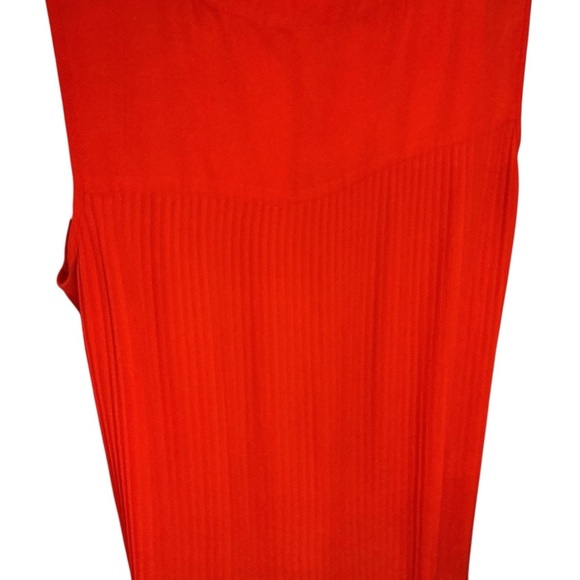 Zac & Rachel Red Pleated Sleeveless Top Tunic Split Neck Work L/G Blouse - Picture 7 of 10